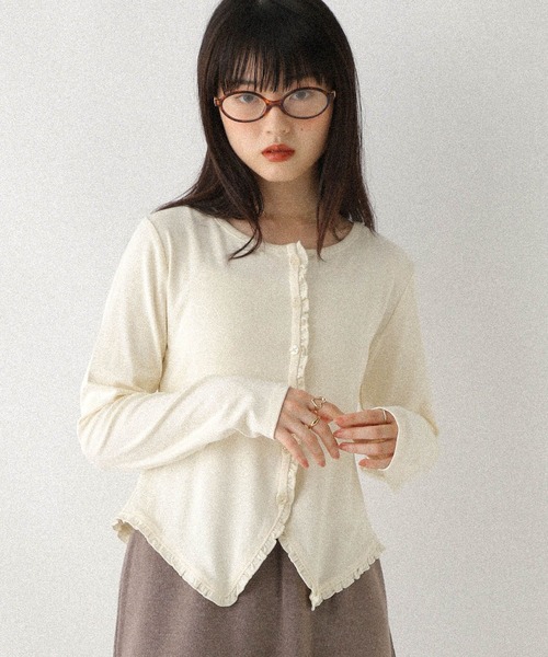 Heather(ヘザー)の「フロントデザインカットソー 592830(Tシャツ/カットソー・レディース・グレー/アイボリー/ネイビー・FREE)」の2枚目の写真