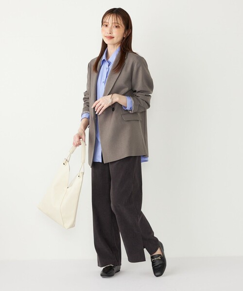 SHIPS Colors(シップス カラーズ)の「SHIPS Colors:〈手洗い可能〉カット コーデュロイ ゴム パンツ◇(その他パンツ・レディース・ベージュ/ダークグレー/オフホワイト・SMALL/MEDIUM)」の4枚目の写真