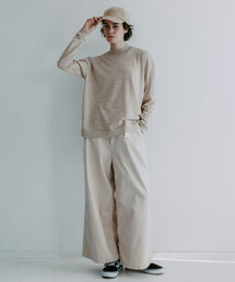 MEYAME メヤメ セーター　ライトグリーン MEYAME/メヤメ ロングスリットハーフスリーブニット LONG SLIT