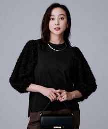 UNTITLED | 【丸首/Tシャツ風/短丈】シャギースリーブ ポンチカットソー(Tシャツ/カットソー)