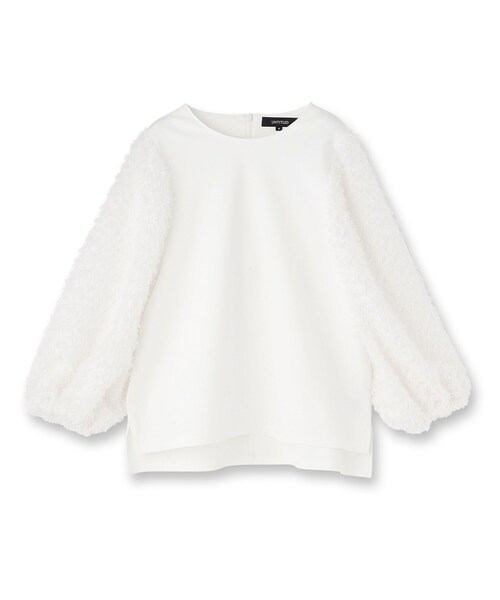 UNTITLED(アンタイトル)の「【丸首/Tシャツ風/短丈】シャギースリーブ ポンチカットソー(Tシャツ/カットソー・レディース・オフホワイト/ブラック・04/02/00/48/44)」の14枚目の写真