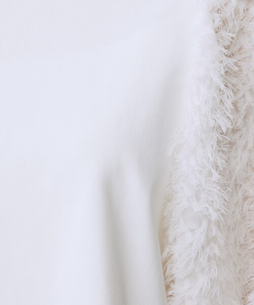 UNTITLED(アンタイトル)の「【丸首/Tシャツ風/短丈】シャギースリーブ ポンチカットソー(Tシャツ/カットソー・レディース・オフホワイト/ブラック・04/02/00/48/44)」の18枚目の写真