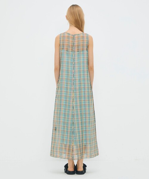 caban（キャバン）の「リネンシルクオーガンジーチェック フロンタブルワンピース（ワンピース・レディース・グリーン系その他/イエロー系その他2・FREE）」の12枚目の写真