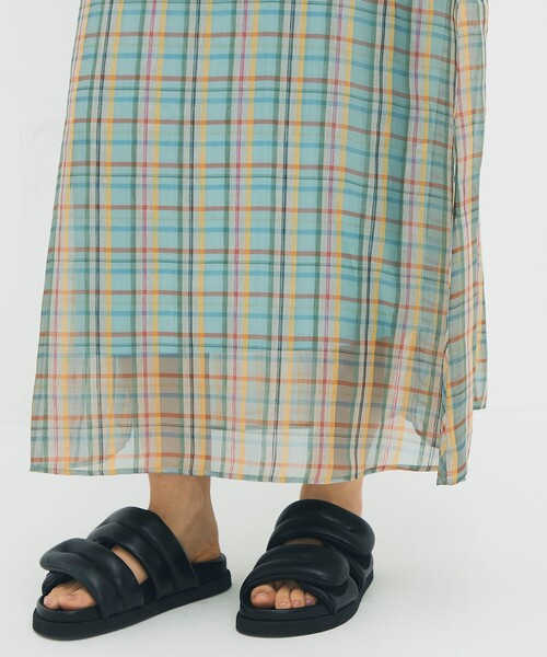 caban（キャバン）の「リネンシルクオーガンジーチェック フロンタブルワンピース（ワンピース・レディース・グリーン系その他/イエロー系その他2・FREE）」の9枚目の写真