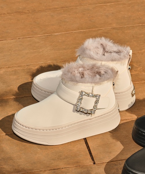 軽量】厚底エコファーブーツ（ブーツ）｜+diana（プラスダイアナ）の