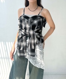 AS KNOW AS plus | ♪アレンジ可能2WAY オンブレチェック ダブルポケットシャツ(シャツ/ブラウス)