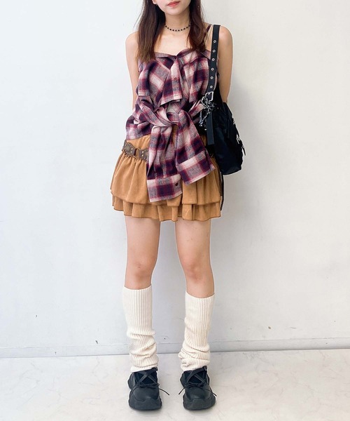 AS KNOW AS plus(アズノゥアズプラス)の「♪アレンジ可能2WAY オンブレチェック ダブルポケットシャツ(シャツ/ブラウス・レディース・アイボリー系/ブラック系/レッド系・FREE)」の4枚目の写真