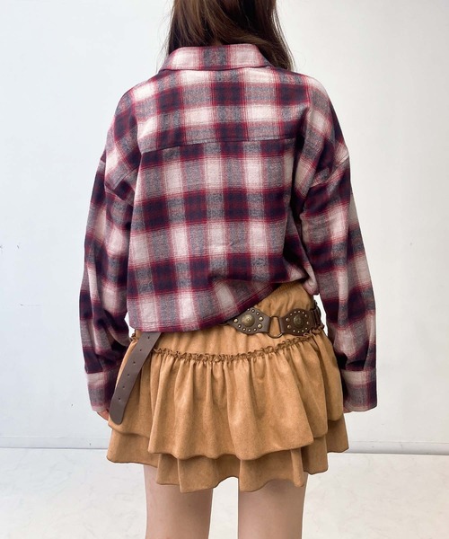 AS KNOW AS plus(アズノゥアズプラス)の「♪アレンジ可能2WAY オンブレチェック ダブルポケットシャツ(シャツ/ブラウス・レディース・アイボリー系/ブラック系/レッド系・FREE)」の9枚目の写真