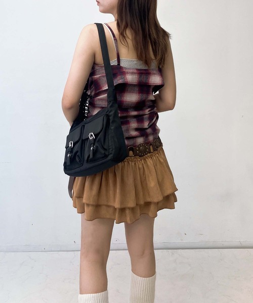 AS KNOW AS plus(アズノゥアズプラス)の「♪アレンジ可能2WAY オンブレチェック ダブルポケットシャツ(シャツ/ブラウス・レディース・アイボリー系/ブラック系/レッド系・FREE)」の7枚目の写真