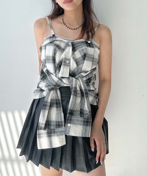 AS KNOW AS plus(アズノゥアズプラス)の「♪アレンジ可能2WAY オンブレチェック ダブルポケットシャツ(シャツ/ブラウス・レディース・アイボリー系/ブラック系/レッド系・FREE)」の18枚目の写真