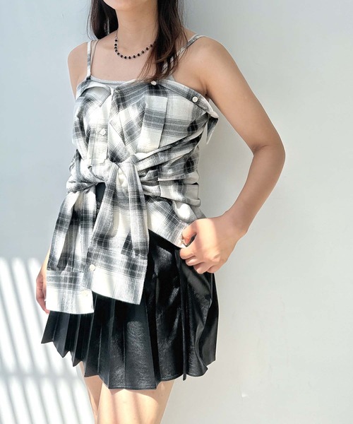 AS KNOW AS plus(アズノゥアズプラス)の「♪アレンジ可能2WAY オンブレチェック ダブルポケットシャツ(シャツ/ブラウス・レディース・アイボリー系/ブラック系/レッド系・FREE)」の20枚目の写真