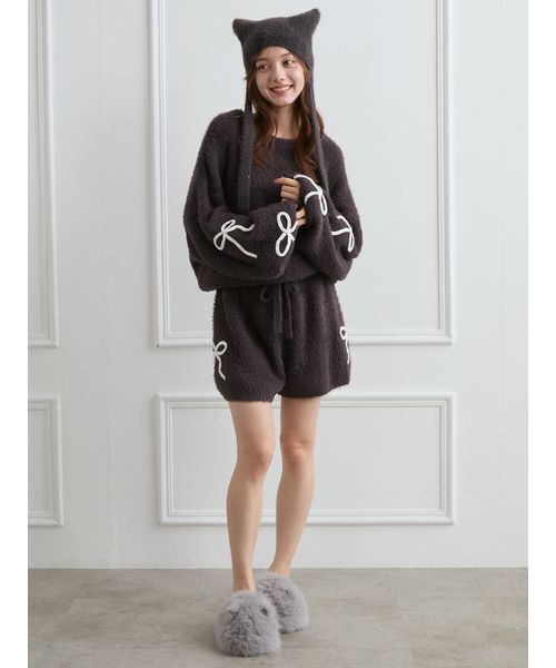 gelato pique（ジェラートピケ）の「CATファールームシューズ（ルームシューズ/スリッパ・レディース・パープル/ダークグレー/ライトグレー・F）」の19枚目の写真