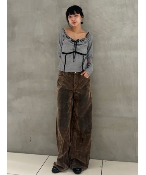 SLY（スライ）の「PLAID RIBBON CUT TOPS プレイド リボン カット トップス 秋服 冬服（Tシャツ/カットソー・レディース・ブラック系その他2/レッド系その他/ベージュ系その他・FREE）」の19枚目の写真