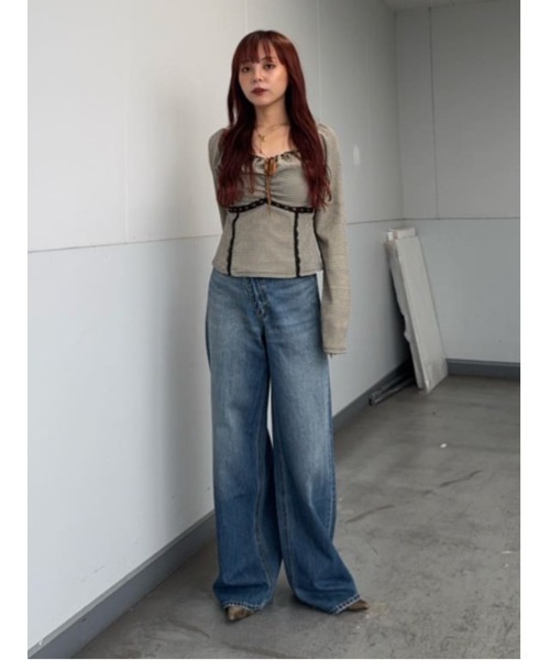 SLY（スライ）の「PLAID RIBBON CUT TOPS プレイド リボン カット トップス 秋服 冬服（Tシャツ/カットソー・レディース・ブラック系その他2/レッド系その他/ベージュ系その他・FREE）」の22枚目の写真