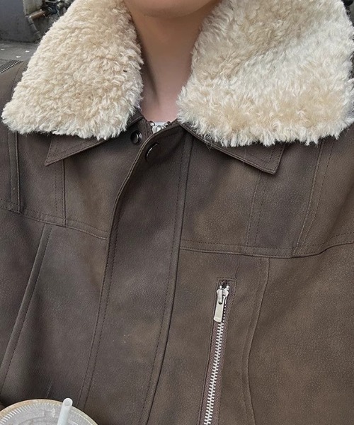 B.R.U（ブル）の「2WAYヴィンテージライク合皮ブルゾン（ブルゾン・メンズ・ブラウン・FREE）」の14枚目の写真