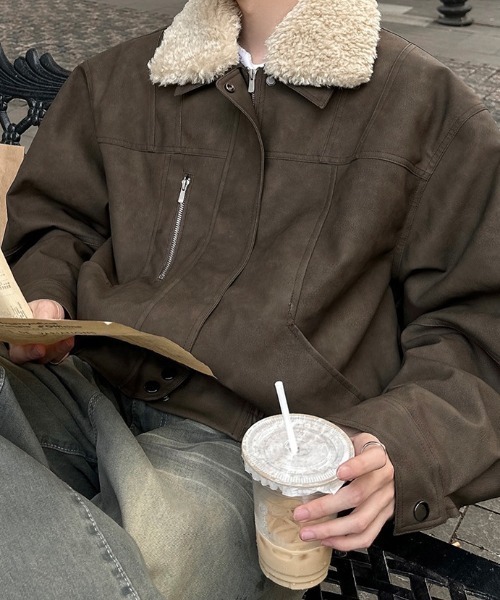 B.R.U（ブル）の「2WAYヴィンテージライク合皮ブルゾン（ブルゾン・メンズ・ブラウン・FREE）」の12枚目の写真