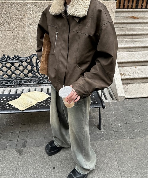 B.R.U（ブル）の「2WAYヴィンテージライク合皮ブルゾン（ブルゾン・メンズ・ブラウン・FREE）」の7枚目の写真