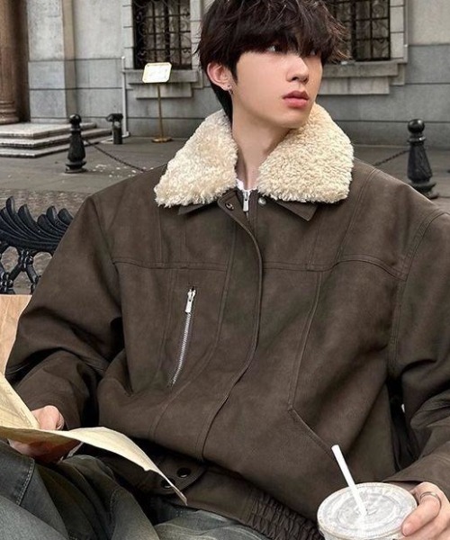 【最終大幅値下げ‼️50%値引き‼️】ブルゾン　ムートン　ジャケット セール】限定展開 リラックスフィット B-3 フェイクムートン ジップ