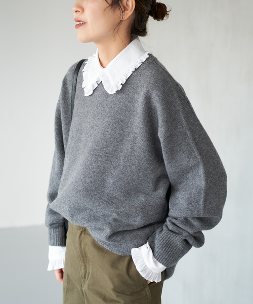 Spick & Span（スピックアンドスパン）の「《追加2》フリルカラーブラウス（シャツ/ブラウス・レディース・ブラック/ホワイト・FREE）」の6枚目の写真