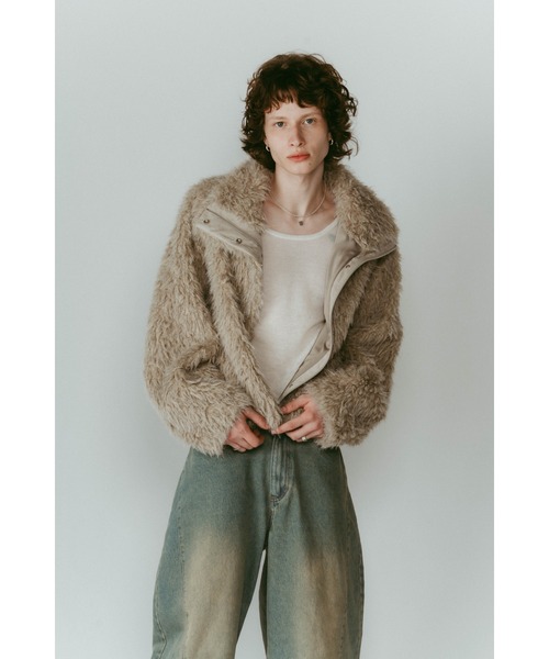 Knuth Marf(クヌースマーフ)の「shaggy stand collar coat(その他アウター・レディース・アイボリー/グレー・FREE)」の14枚目の写真