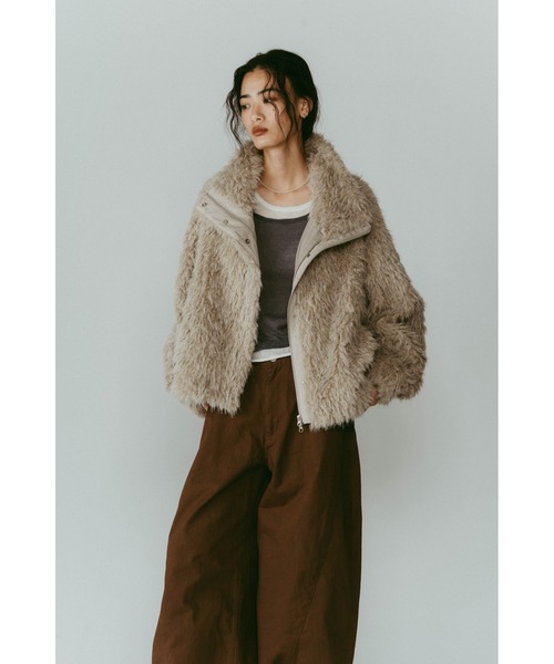 Knuth Marf(クヌースマーフ)の「shaggy stand collar coat(その他アウター・レディース・アイボリー/グレー・FREE)」の9枚目の写真