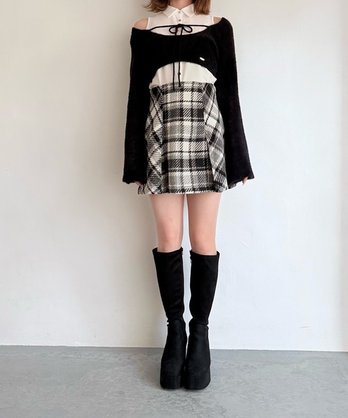 NOMAE（ノーマエ）の「ロービングチェックタックミニスカート（スカート・レディース・グレー系その他/ブラウン系その他・FREE）」の7枚目の写真