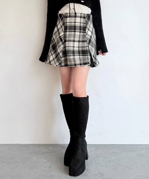 NOMAE（ノーマエ）の「ロービングチェックタックミニスカート（スカート・レディース・グレー系その他/ブラウン系その他・FREE）」の3枚目の写真