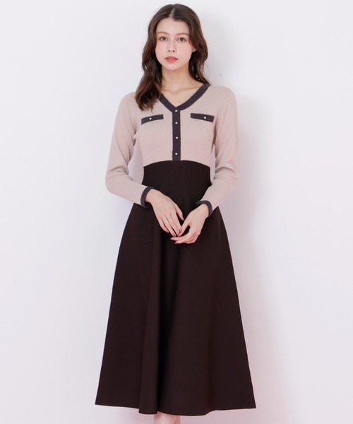 ◇モールヤーントリミングニットワンピース（ワンピース）｜JILL by