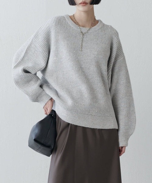 Lui's（ルイス）の「ラメスパンコールニットプルオーバー（ニット/セーター・レディース・ブラウン/ブラック/グレー・FREE）」の3枚目の写真