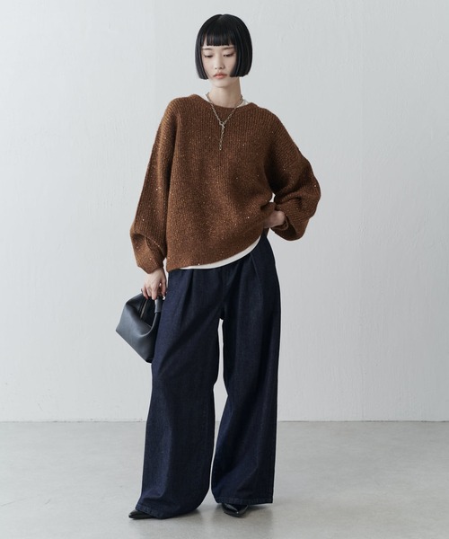 Lui's（ルイス）の「ラメスパンコールニットプルオーバー（ニット/セーター・レディース・ブラウン/ブラック/グレー・FREE）」の10枚目の写真