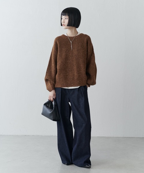 Lui's（ルイス）の「ラメスパンコールニットプルオーバー（ニット/セーター・レディース・ブラウン/ブラック/グレー・FREE）」の12枚目の写真