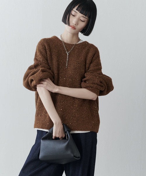 Lui's（ルイス）の「ラメスパンコールニットプルオーバー（ニット/セーター・レディース・ブラウン/ブラック/グレー・FREE）」の8枚目の写真