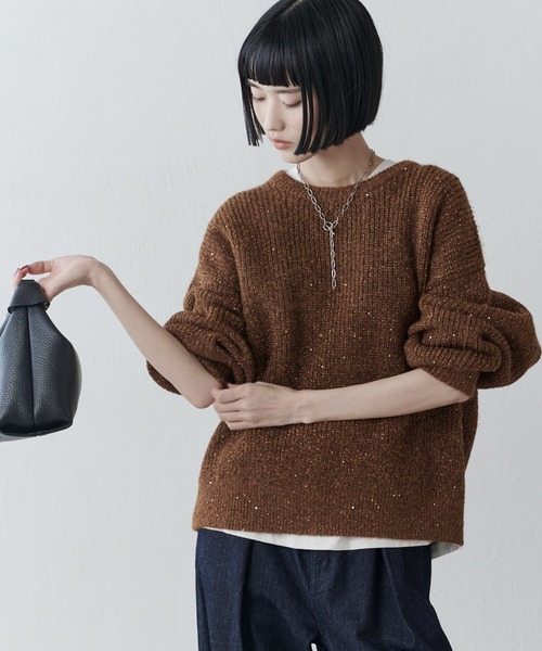 Lui's（ルイス）の「ラメスパンコールニットプルオーバー（ニット/セーター・レディース・ブラウン/ブラック/グレー・FREE）」の9枚目の写真