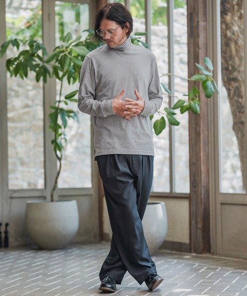 CAMBIO(カンビオ)の「mlt5431-サイドスリットタートルネックカットソー(CAM-6568)(Tシャツ/カットソー・メンズ・ブラック/オフホワイト/杢グレー・M/L)」の14枚目の写真