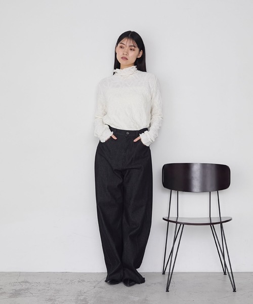 forksy.】ジオメトリックデザイン シアーハイネックメローロング