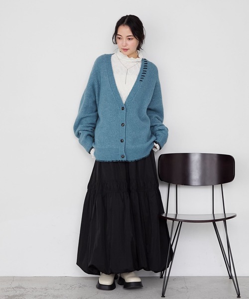 forksy.】ジオメトリックデザイン シアーハイネックメローロング