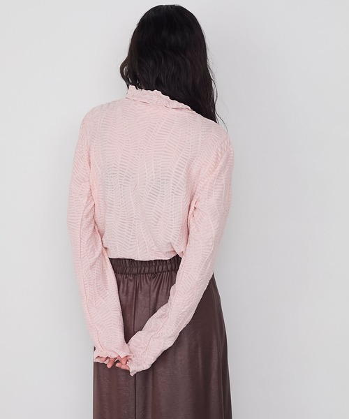 forksy.（フォルクシー）の「【forksy.】ジオメトリックデザイン シアーハイネックメローロングスリーブTシャツ（Tシャツ/カットソー・レディース・マスタード/ブラウン/ピンク/オフホワイト/ブラック・FREE）」の13枚目の写真