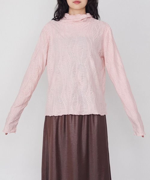 forksy.】ジオメトリックデザイン シアーハイネックメローロング