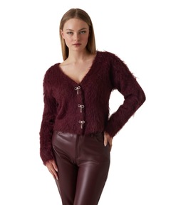 Long Sleeves V-neck Tomiko Bow Button Cardi