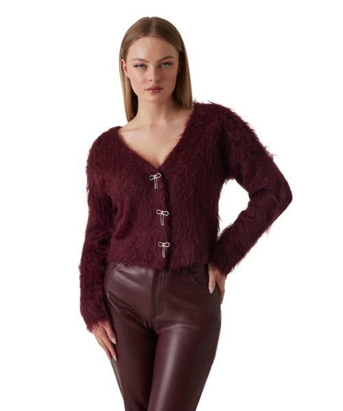 Guess(ゲス)の「Long Sleeves V-neck Tomiko Bow Button Cardi カーディガン(カーディガン/ボレロ・レディース・ボルドー・LARGE/MEDIUM/SMALL/X-SMALL)」の10枚目の写真