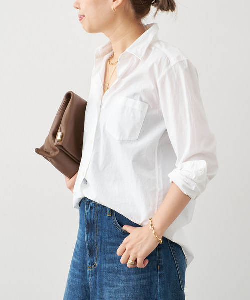 Deuxieme Classe(ドゥーズィエムクラス)の「ワイヤーウォッシュシャツ(シャツ/ブラウス・レディース・ホワイト/エメラルドブルー/スカイブルー・FREE)」の5枚目の写真