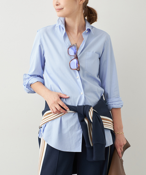 Deuxieme Classe(ドゥーズィエムクラス)の「ワイヤーウォッシュシャツ(シャツ/ブラウス・レディース・ホワイト/エメラルドブルー/スカイブルー・FREE)」の10枚目の写真