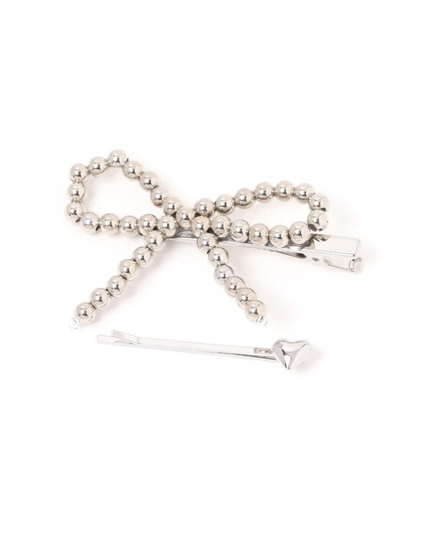 niko and...（ニコアンド）の「リボンハート2SETヘアピン（ヘアピン・レディース・ブラック/グレー・0）」の2枚目の写真