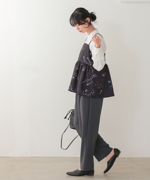 itto...(イット)の「ストレッチジョーゼットタックパンツ(スラックス・レディース・チャコール/モカ/ブラック・M/L)」の6枚目の写真