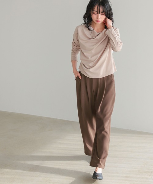 itto...(イット)の「ストレッチジョーゼットタックパンツ(スラックス・レディース・チャコール/モカ/ブラック・M/L)」の22枚目の写真