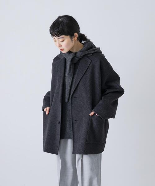 かぐれ　ウールショートジャケット　チャコール かぐれ（カグレ）の「ウールテーラードショートコート（その他