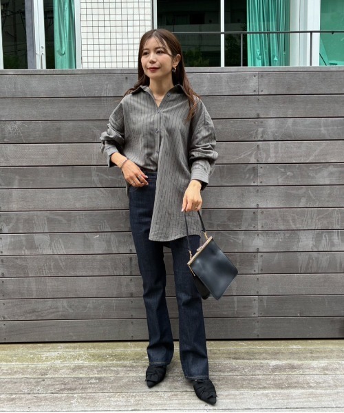 Sirin(シリン)の「【ZOZO限定】ピーチストライプビッグシャツ(シャツ/ブラウス・レディース・ベージュ/チャコールグレー・FREE)」の21枚目の写真