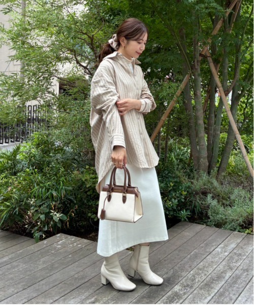 Sirin(シリン)の「【ZOZO限定】ピーチストライプビッグシャツ(シャツ/ブラウス・レディース・ベージュ/チャコールグレー・FREE)」の6枚目の写真