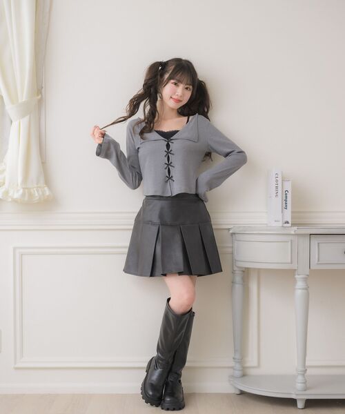 ems excite(エムズエキサイト)の「BIGカラーレイヤード風CT(Tシャツ/カットソー・レディース・ダークグレー/ブラック/ピンク・FREE)」の17枚目の写真