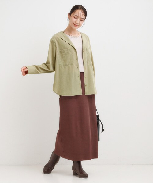 DRESKIP（ドレスキップ）の「【S-LL】大人ヘルシーなこなれ感 オープンカラーシャツ（シャツ/ブラウス・レディース・ベージュ/オリーブ・01/02/03/04）」の5枚目の写真